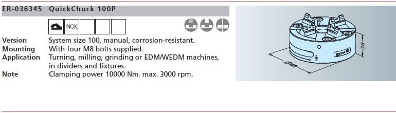 ER-036345 erowa快速卡盤(pán)100p