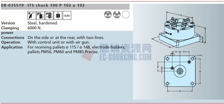 ER-035519 erowaits卡盤(pán)100p 102 x 102部件