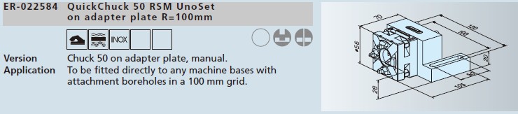 ER-022584快速卡盤50 rsm/unoset 連過(guò)渡板r=