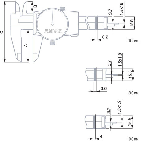 瑞士TESA CCMA-M型 帶表卡尺